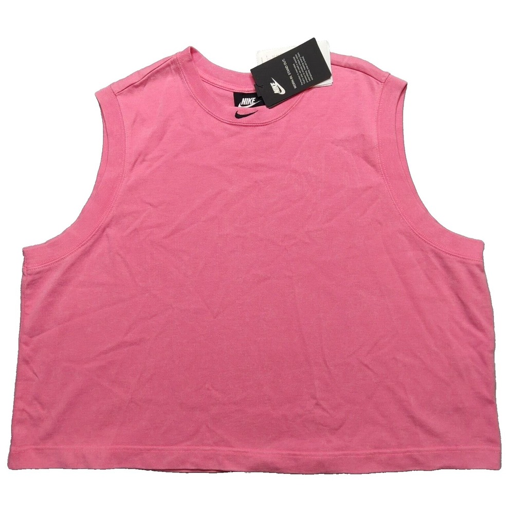 Nike Worn In Stand Out Woman 2XL Pink Acid Washed Retro Crop Tank Top NEW